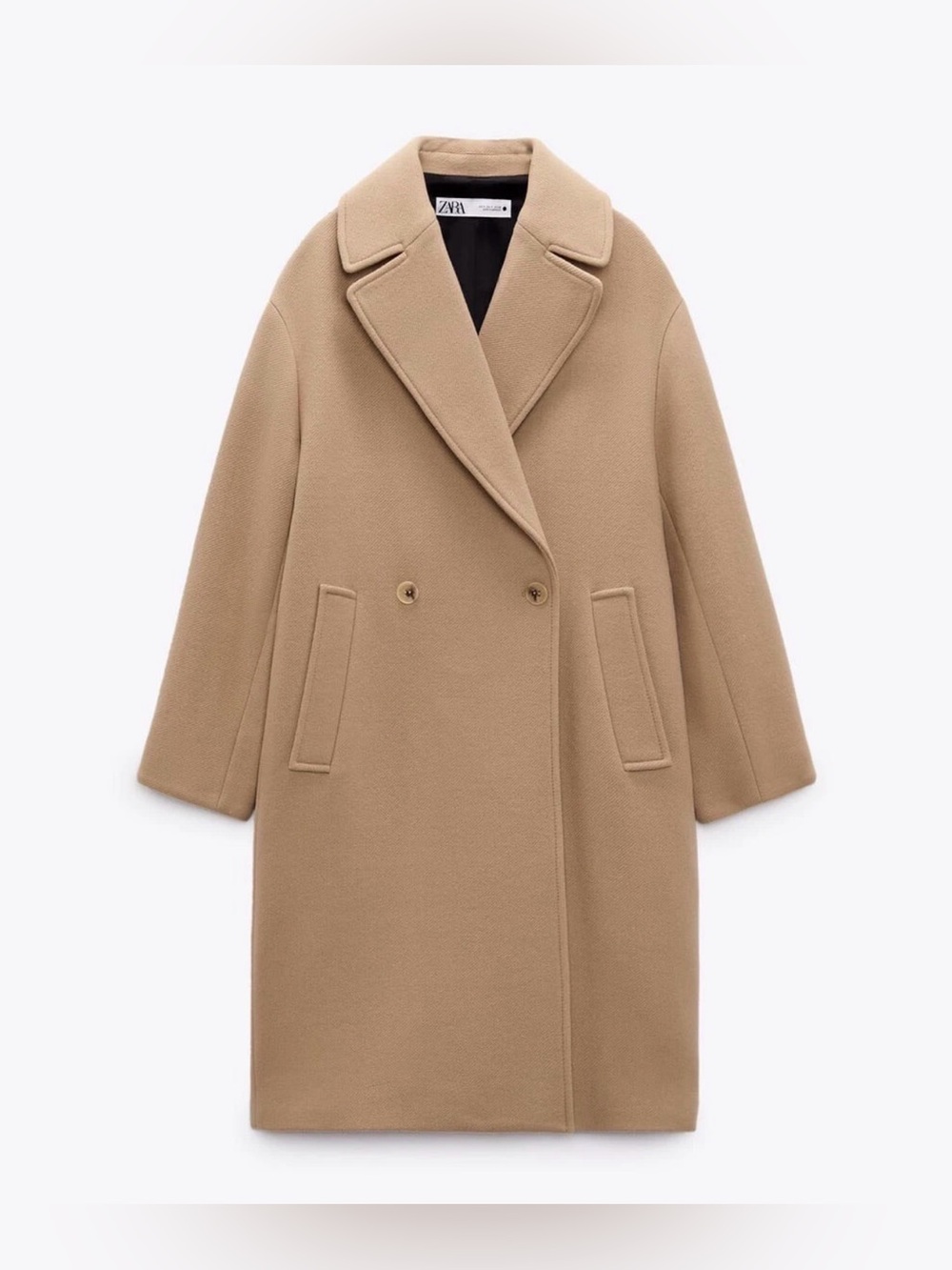 Zara Wool Blend Oversized Womens Coat in Taupe , size XS